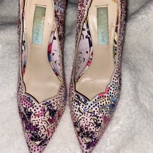 These are the “New Blue” by Betsey Johnson. These heels are lightly worn!